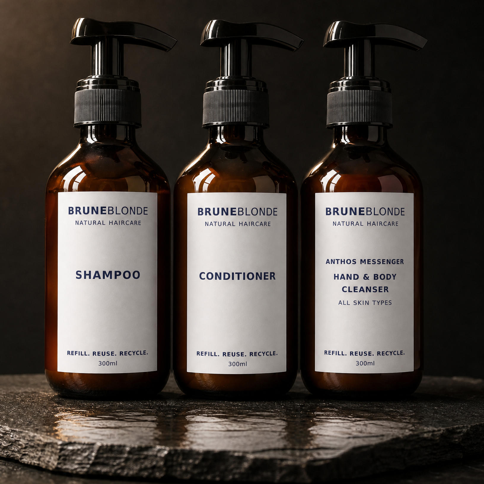 Bruneblonde Refillable Hair Bottle TRIO Set