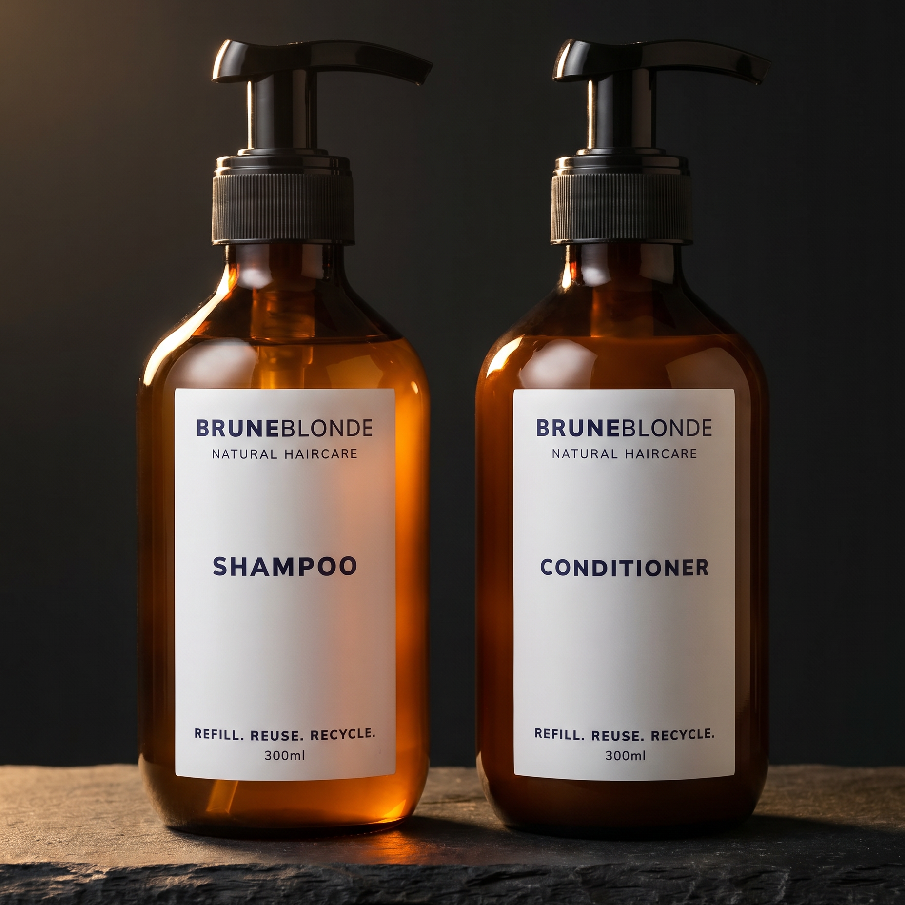 Bruneblonde Refillable Bottle Set DUO - Shampoo & Conditioner