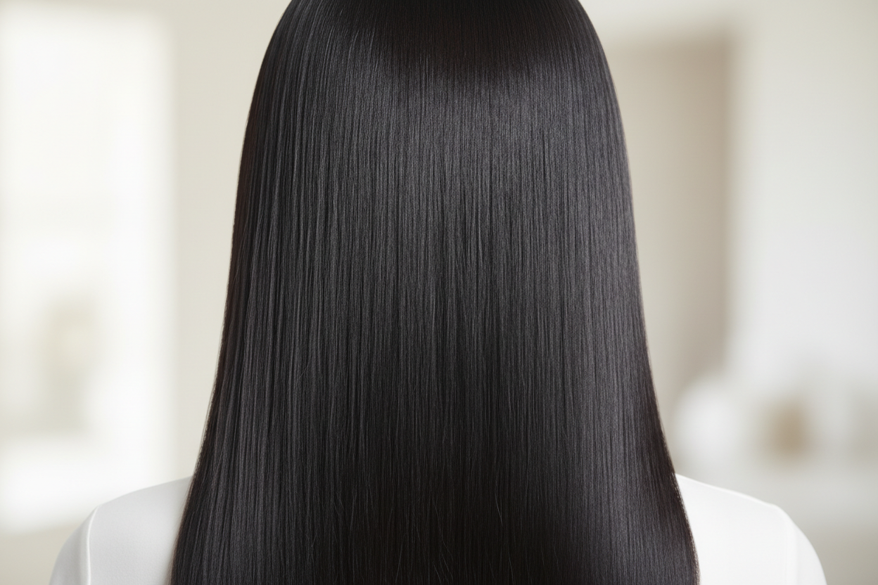 BEAUTIFUL LONG GLOSSY STRAIGHT AND SMOOTH BLACK ASIAN HAIR FROM BEHIND