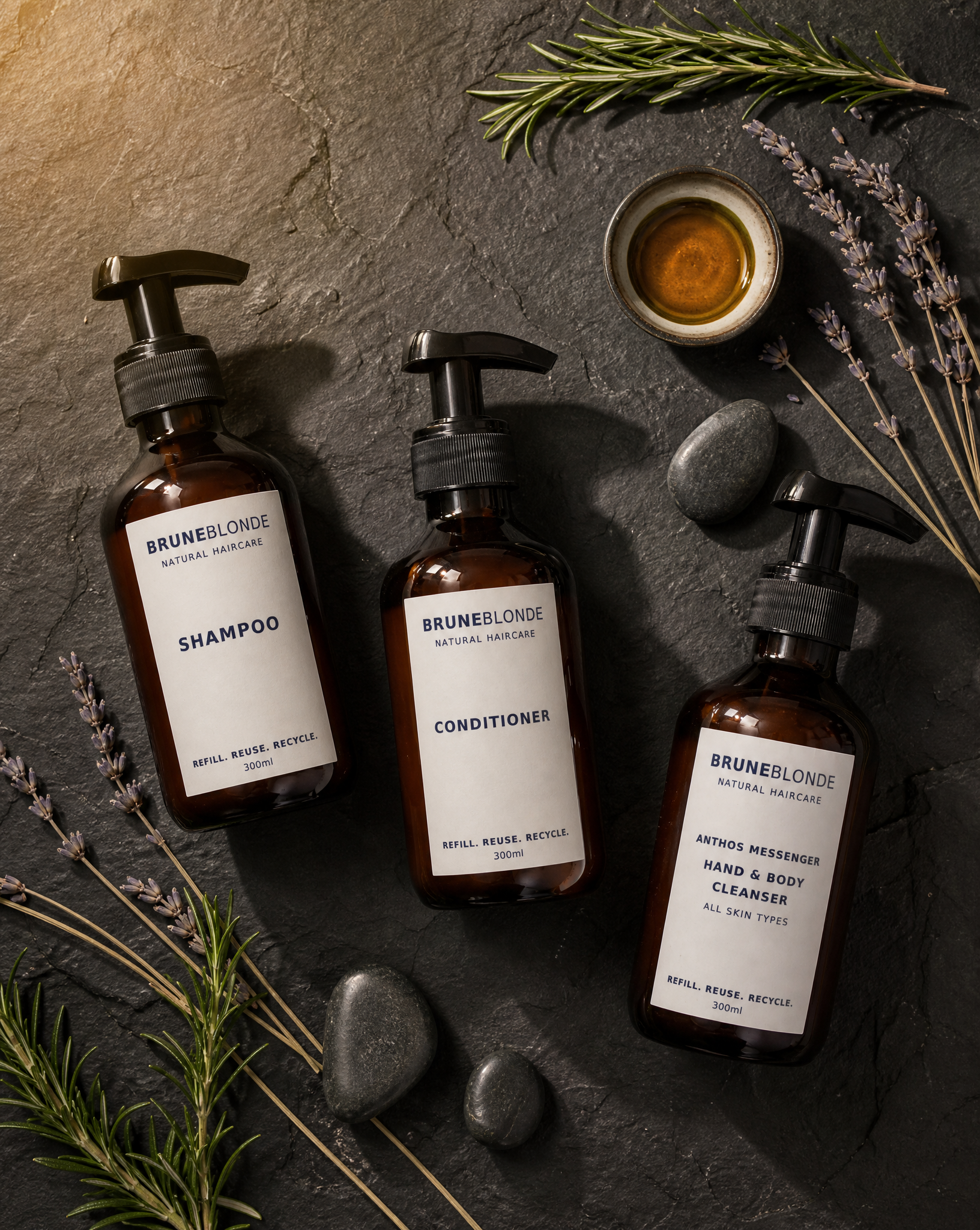 Bruneblonde Refillable Hair Bottle TRIO Set